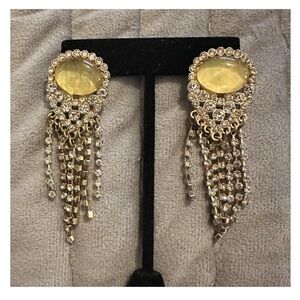 Gold and Silver Chandelier Earrings with Cascading Strands